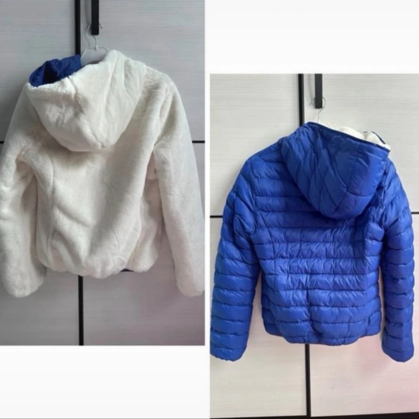 Jaqueta acolchoada reversível azul e pelo branco G – photo 2